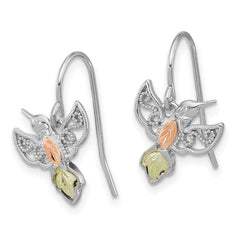 QBH298 Sterling Silver Rhod-pltd w/12K Accents Hummingbird Dangle Earrings