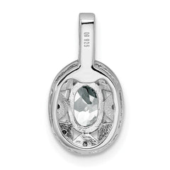 Sterling Silver Rhodium-plated Diam. & White Topaz Pendant QBPD10APR