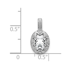 Sterling Silver Rhodium-plated Diam. & White Topaz Pendant QBPD10APR