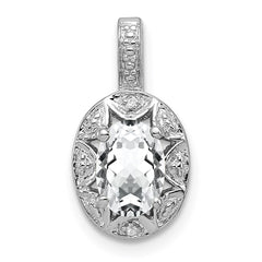 Sterling Silver Rhodium-plated Diam. & White Topaz Pendant QBPD10APR