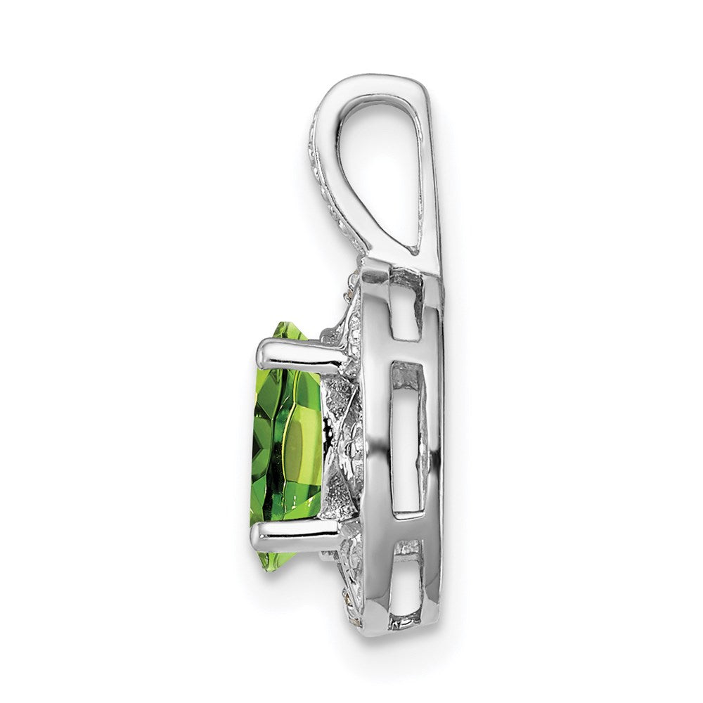 Sterling Silver Rhodium-plated Diam. & Peridot Pendant QBPD10AUG