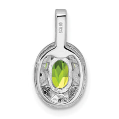 Sterling Silver Rhodium-plated Diam. & Peridot Pendant QBPD10AUG