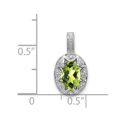 Sterling Silver Rhodium-plated Diam. & Peridot Pendant QBPD10AUG