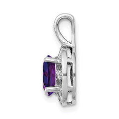 Sterling Silver Rhodium-plated Diam. & Amethyst Pendant QBPD10FEB