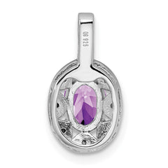 Sterling Silver Rhodium-plated Diam. & Amethyst Pendant QBPD10FEB