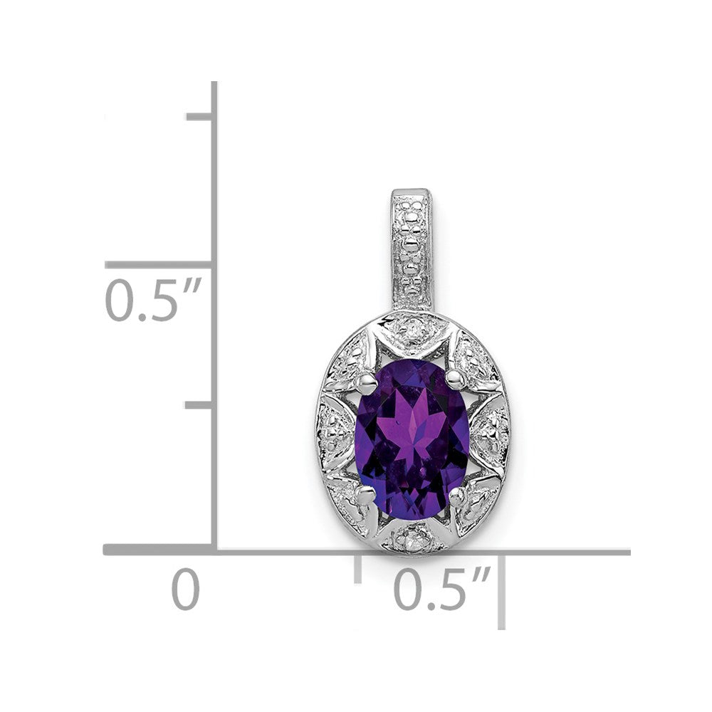 Sterling Silver Rhodium-plated Diam. & Amethyst Pendant QBPD10FEB