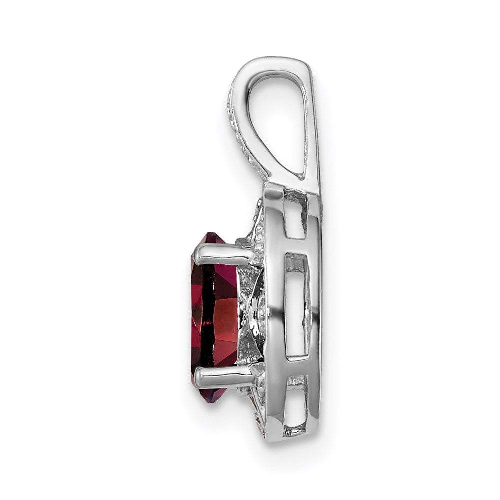Sterling Silver Rhodium-plated Diam. & Garnet Pendant QBPD10JAN