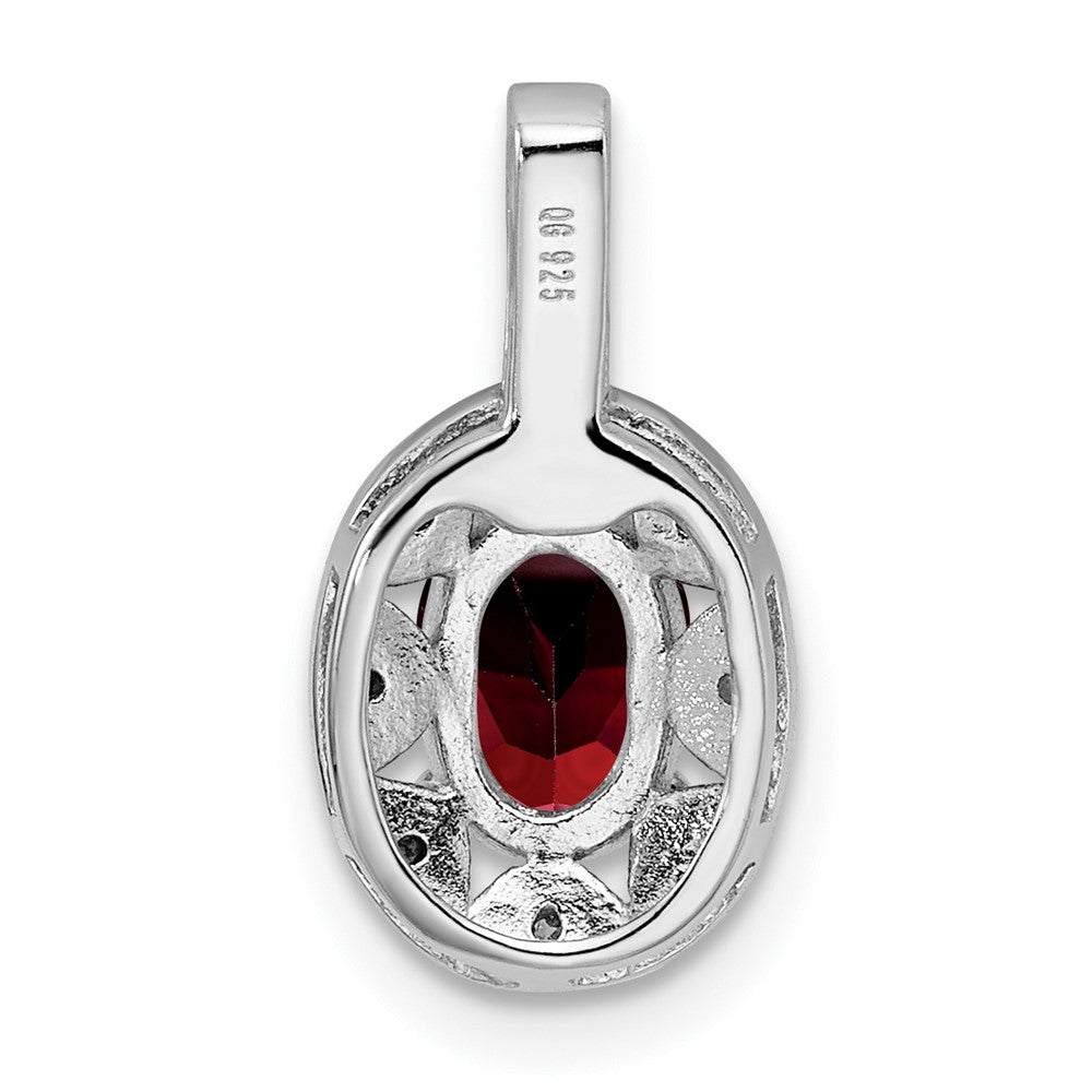 Sterling Silver Rhodium-plated Diam. & Garnet Pendant QBPD10JAN