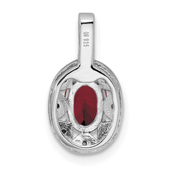 Sterling Silver Rhodium-plated Diam. & Created Ruby Pendant QBPD10JUL