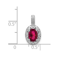 Sterling Silver Rhodium-plated Diam. & Created Ruby Pendant QBPD10JUL