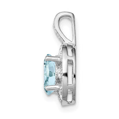 Sterling Silver Rhodium-plated Diam. & Aquamarine Pendant QBPD10MAR