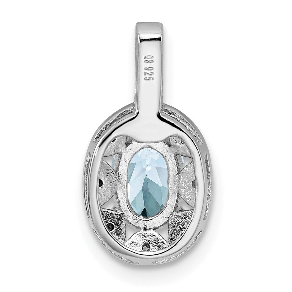 Sterling Silver Rhodium-plated Diam. & Aquamarine Pendant QBPD10MAR