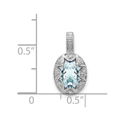 Sterling Silver Rhodium-plated Diam. & Aquamarine Pendant QBPD10MAR