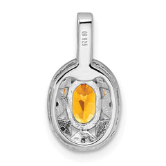 Sterling Silver Rhodium-plated Diam. & Citrine Pendant QBPD10NOV
