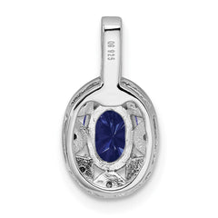 Sterling Silver Rhodium-plated Diam. & Created Sapphire Pendant QBPD10SEP