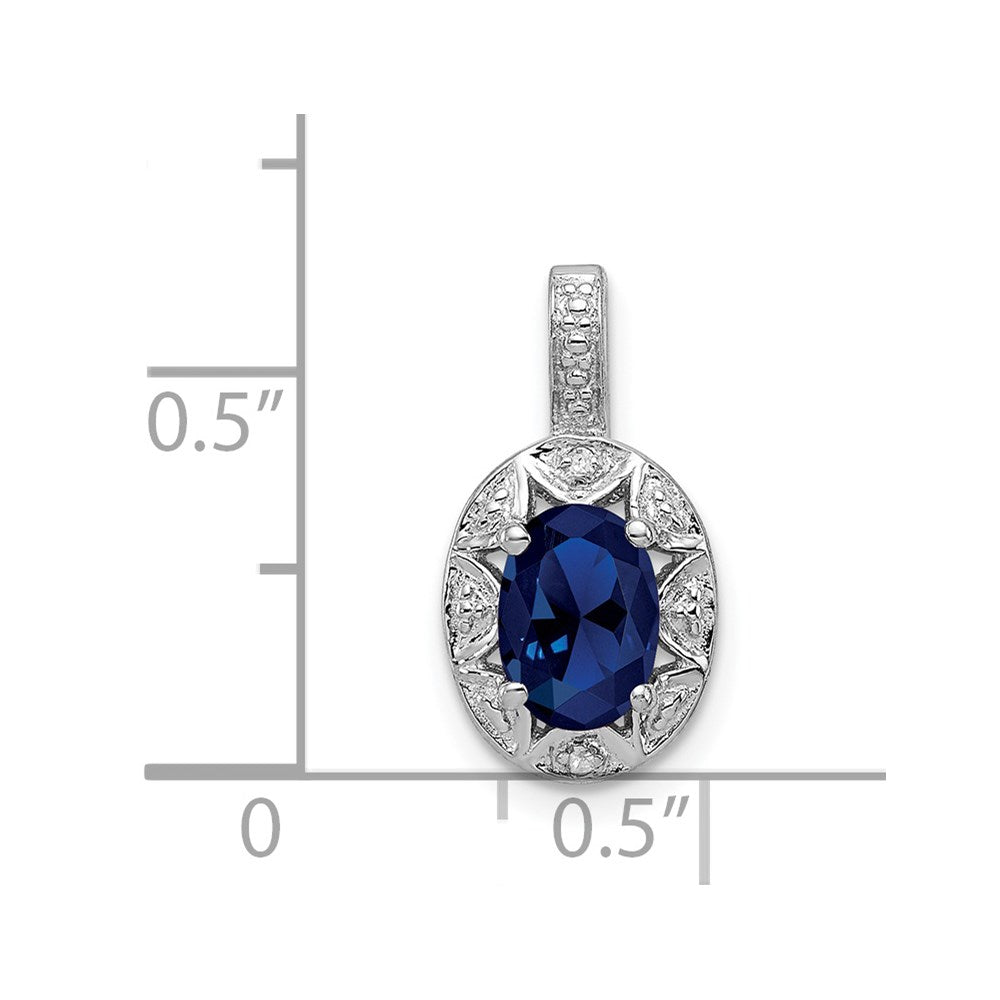 Sterling Silver Rhodium-plated Diam. & Created Sapphire Pendant QBPD10SEP