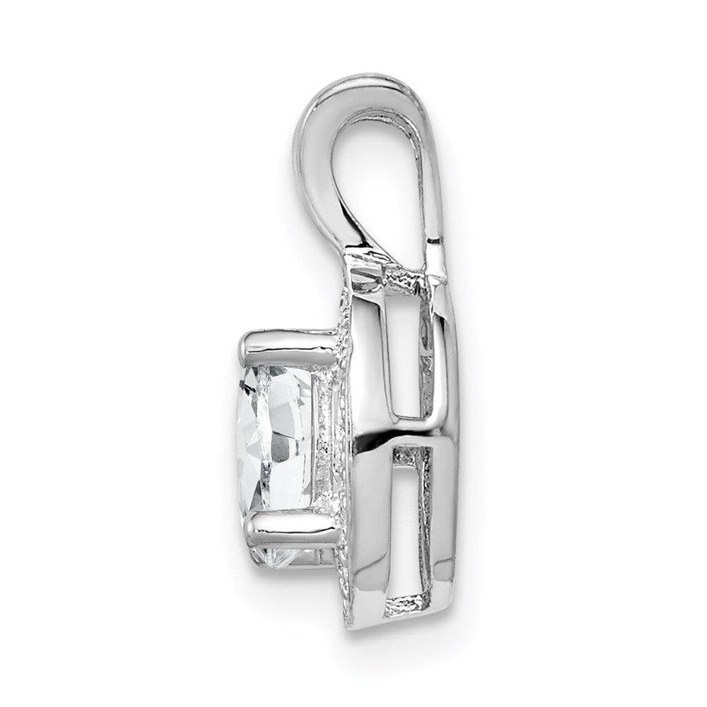 Sterling Silver Rhodium-plated Diamond & White Topaz Pendant QBPD11APR