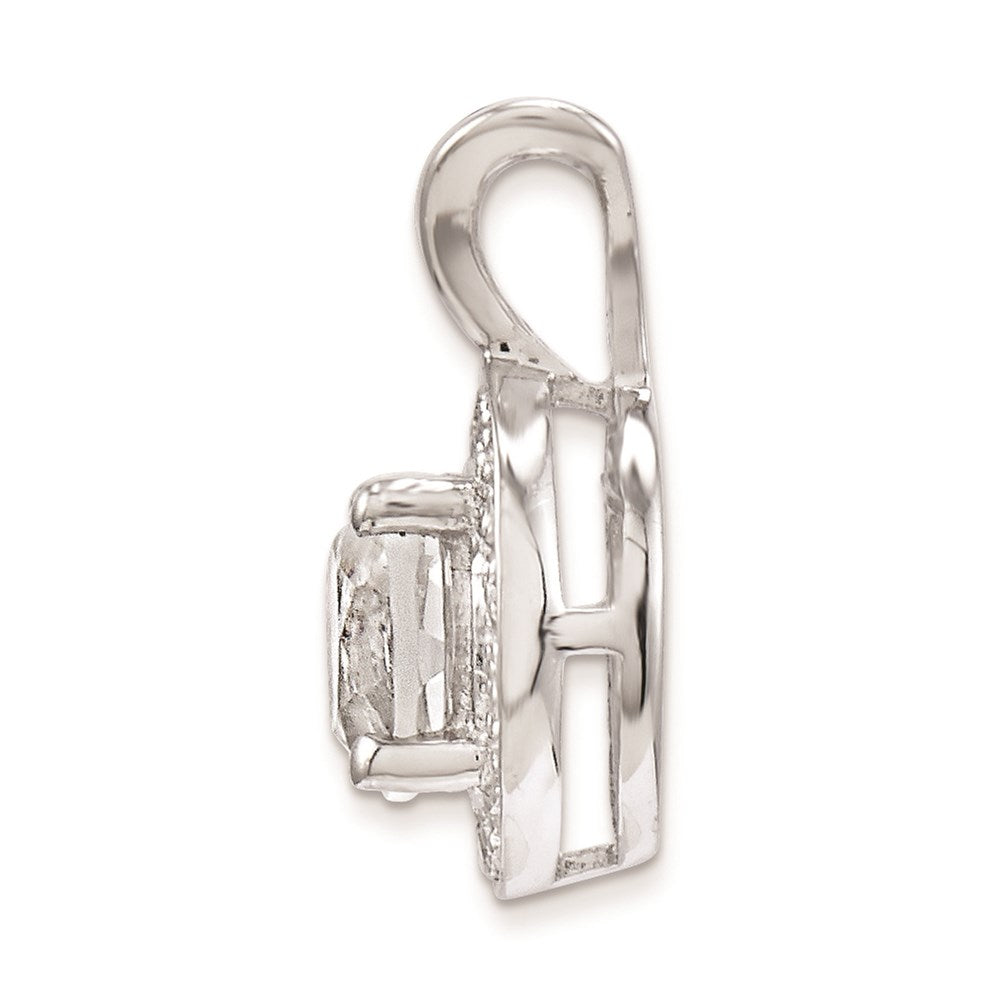 Sterling Silver Rhodium-plated Diamond & White Topaz Pendant QBPD11APR