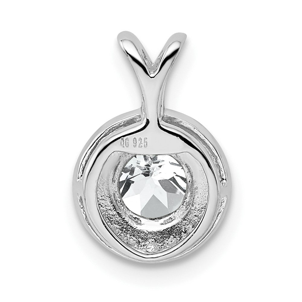 Sterling Silver Rhodium-plated Diamond & White Topaz Pendant QBPD11APR