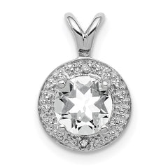 Sterling Silver Rhodium-plated Diamond & White Topaz Pendant QBPD11APR