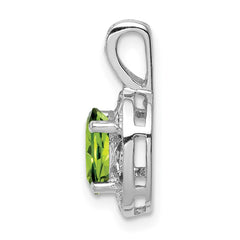 Sterling Silver Rhodium-plated Diam. & Peridot Pendant QBPD11AUG
