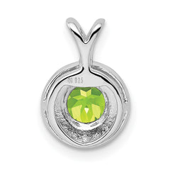 Sterling Silver Rhodium-plated Diam. & Peridot Pendant QBPD11AUG