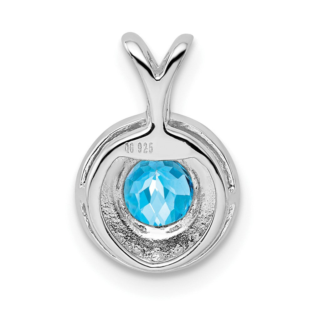 Sterling Silver Rhodium-plated Diam. & Blue Topaz Pendant QBPD11DEC