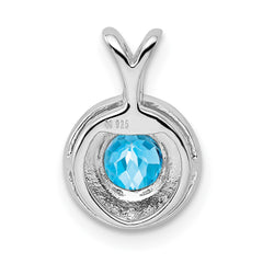 Sterling Silver Rhodium-plated Diam. & Blue Topaz Pendant QBPD11DEC