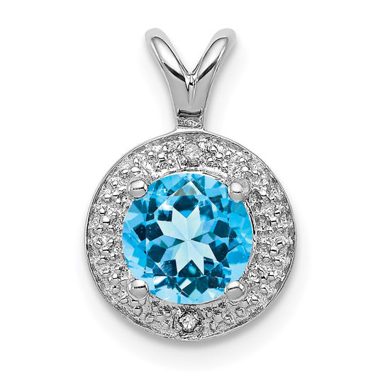 Sterling Silver Rhodium-plated Diam. & Blue Topaz Pendant QBPD11DEC