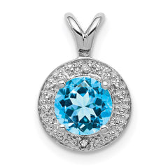 Sterling Silver Rhodium-plated Diam. & Blue Topaz Pendant QBPD11DEC