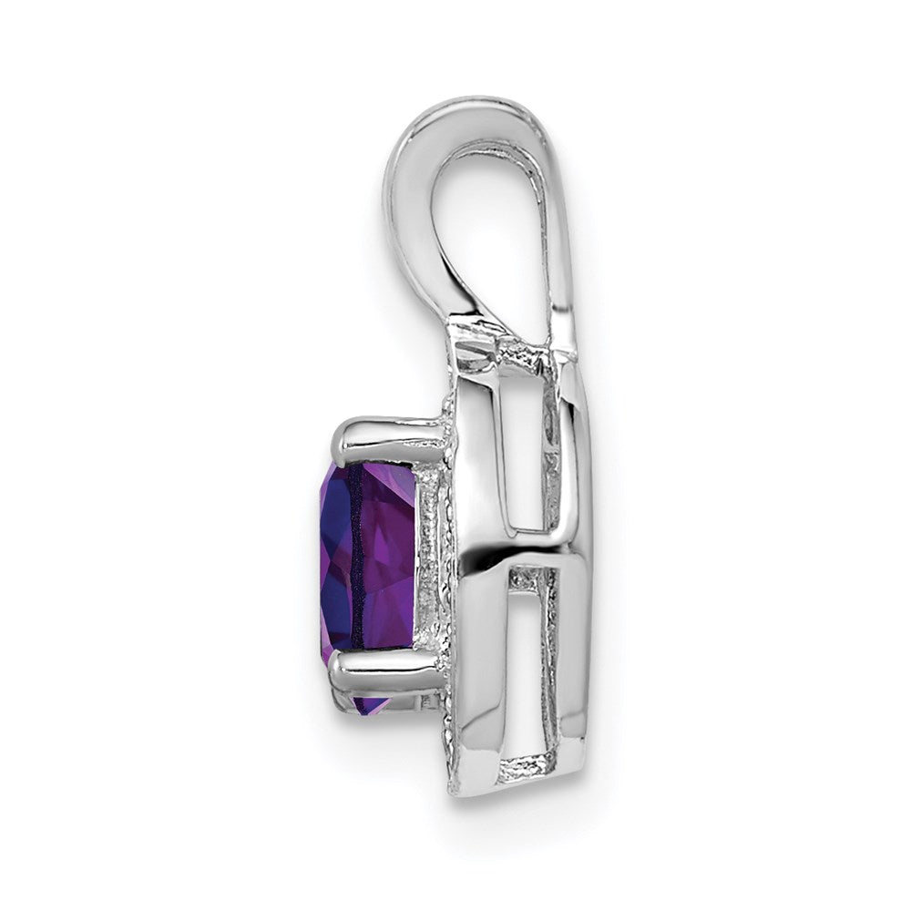 Sterling Silver Rhodium-plated Diam. & Amethyst Pendant QBPD11FEB