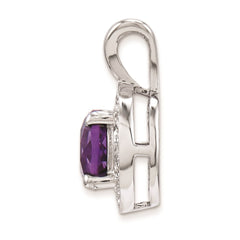 Sterling Silver Rhodium-plated Diam. & Amethyst Pendant QBPD11FEB