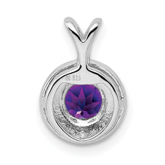Sterling Silver Rhodium-plated Diam. & Amethyst Pendant QBPD11FEB