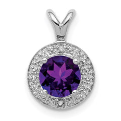 Sterling Silver Rhodium-plated Diam. & Amethyst Pendant QBPD11FEB