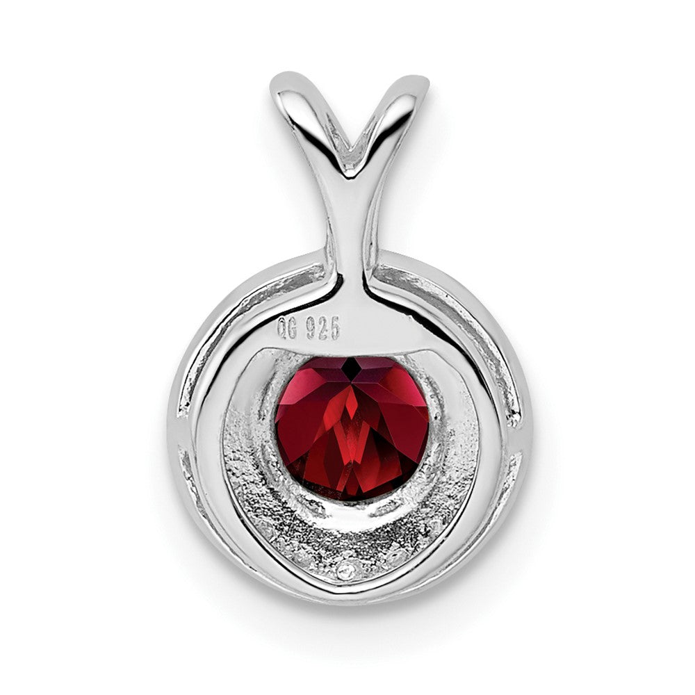 Sterling Silver Rhodium-plated Diam. & Garnet Pendant QBPD11JAN