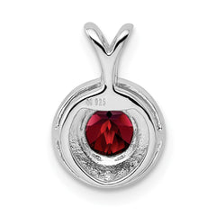 Sterling Silver Rhodium-plated Diam. & Garnet Pendant QBPD11JAN
