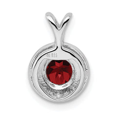 Sterling Silver Rhodium Plated Lab Created Ruby and .010 ctw Diamond Halo Pendant QBPD11JUL