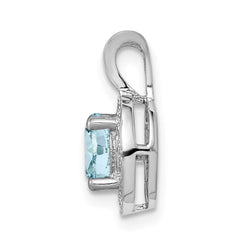 Sterling Silver Rhodium-plated Diam. & Aquamarine Pendant QBPD11MAR