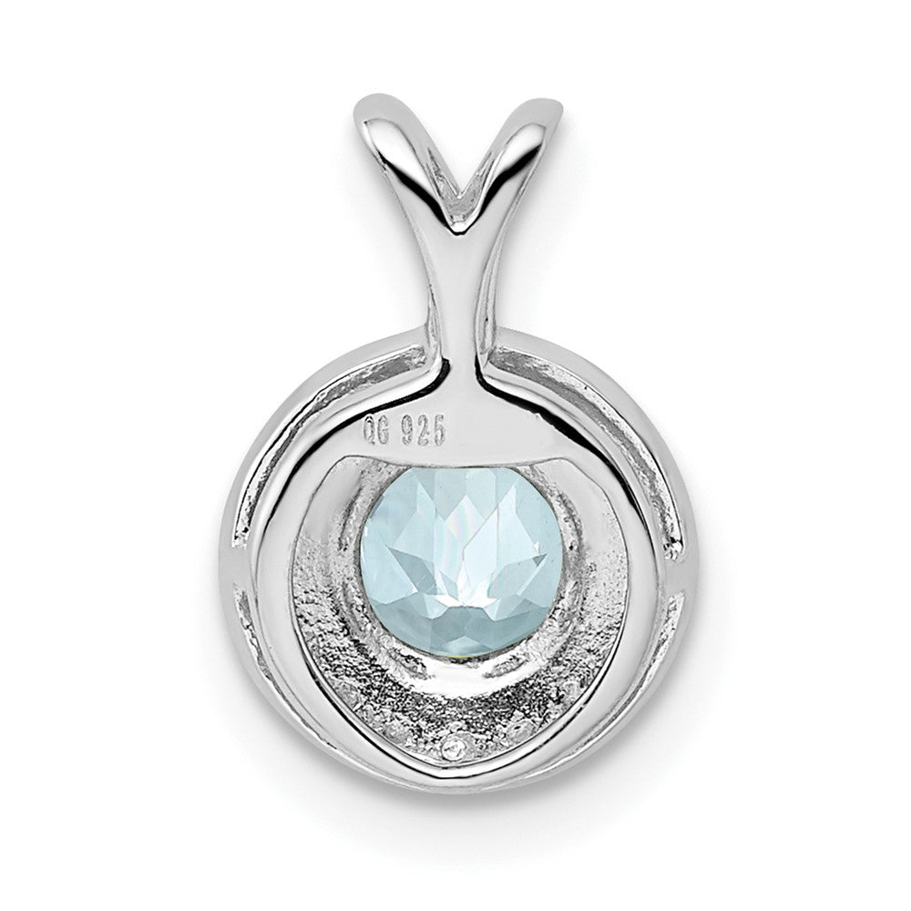 Sterling Silver Rhodium-plated Diam. & Aquamarine Pendant QBPD11MAR