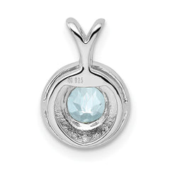 Sterling Silver Rhodium-plated Diam. & Aquamarine Pendant QBPD11MAR