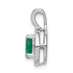 Sterling Silver Rhodium-plated Diam. & Created Emerald Pendant QBPD11MAY