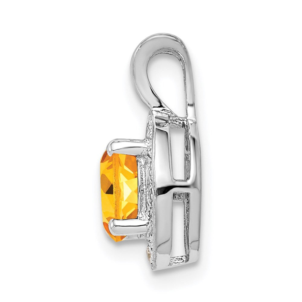Sterling Silver Rhodium-plated Diam. & Citrine Pendant QBPD11NOV