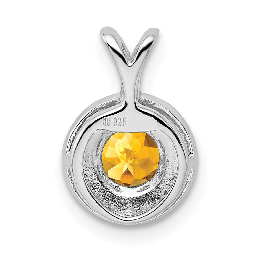 Sterling Silver Rhodium-plated Diam. & Citrine Pendant QBPD11NOV