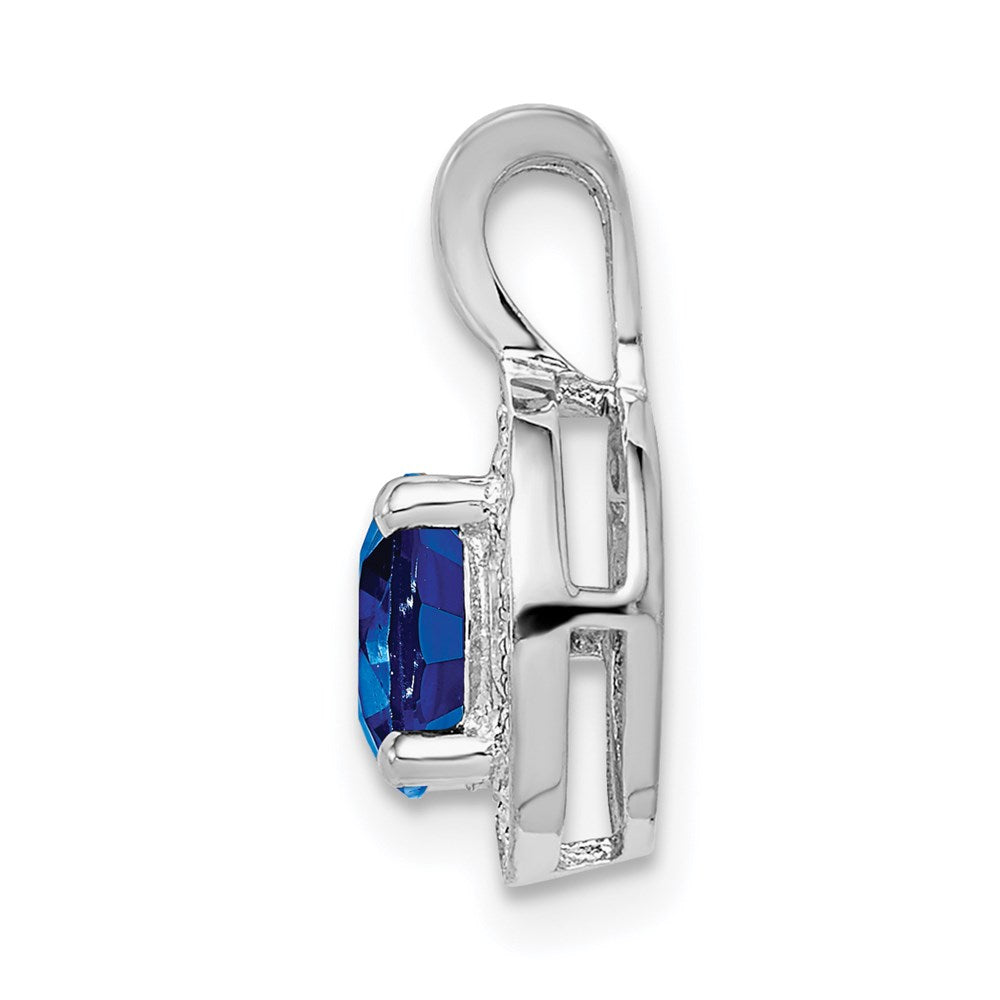 Sterling Silver Rhodium-plated Diam. & Created Sapphire Pendant QBPD11SEP
