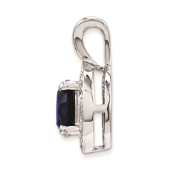 Sterling Silver Rhodium-plated Diam. & Created Sapphire Pendant QBPD11SEP