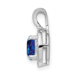 Sterling Silver Rhodium-plated Diam. & Created Sapphire Pendant QBPD11SEP