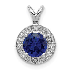 Sterling Silver Rhodium-plated Diam. & Created Sapphire Pendant QBPD11SEP