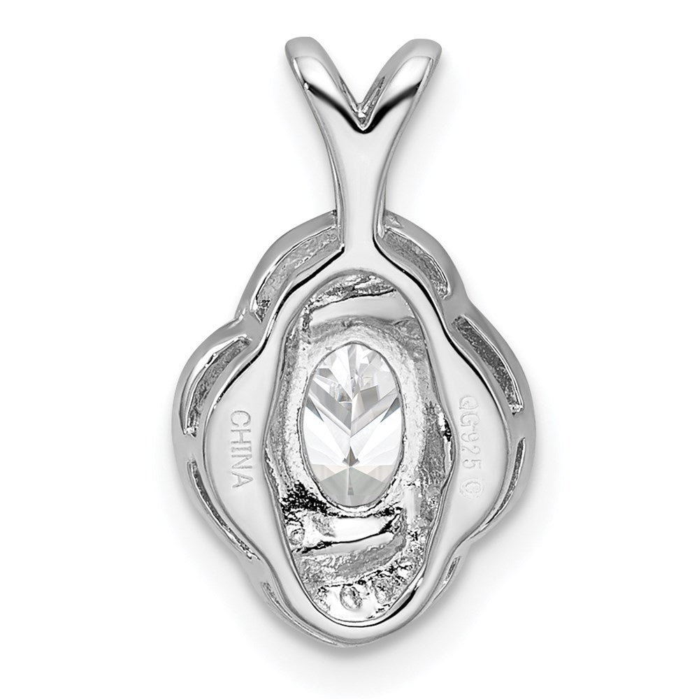 Sterling Silver Rhodium-plated Diam. & White Topaz Pendant QBPD12APR