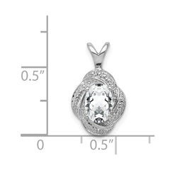 Sterling Silver Rhodium-plated Diam. & White Topaz Pendant QBPD12APR