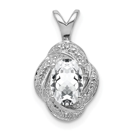 Sterling Silver Rhodium-plated Diam. & White Topaz Pendant QBPD12APR